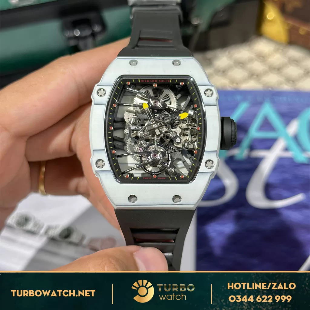 Richard Mille 27-02 Rep 1 1 Vỏ Carbon Máy Tourbillon Dây Cao Su
