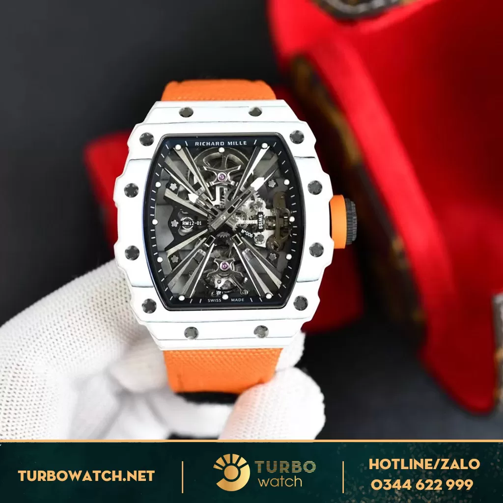 Richard Mille Rep 1:1 RM12-01 narancssárga szövet anyagból készült heveder