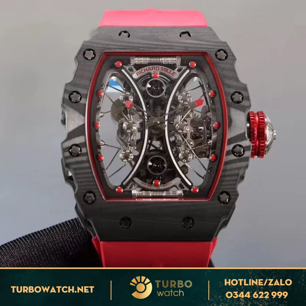 Richard Mille RM 53-01 Carbon Dây Cao Su đỏ Siêu Cấp