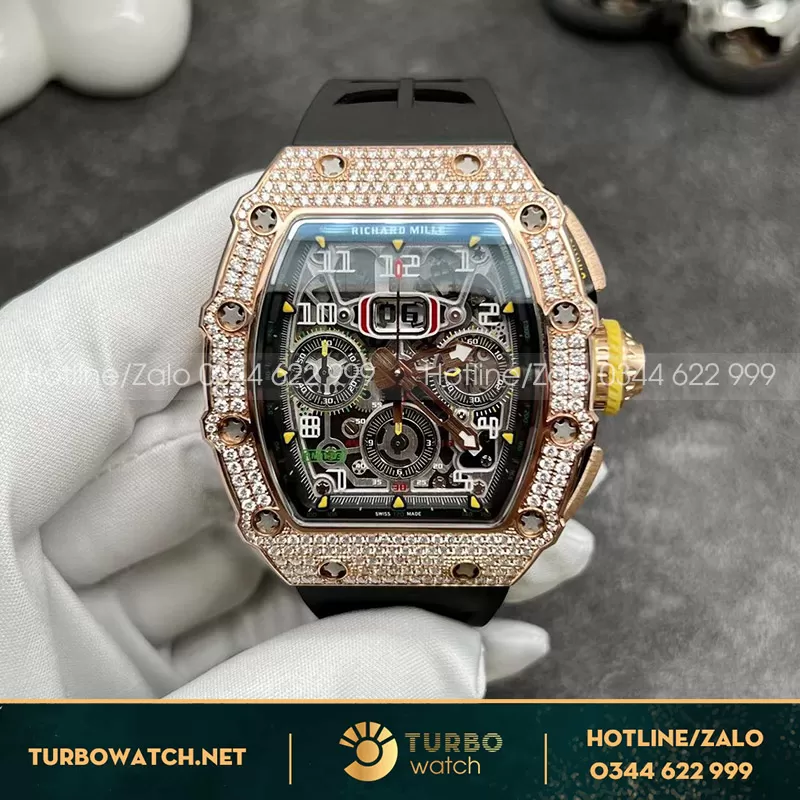 Richard mille RM11-03 chế tác vàng đúc kim cương thiên nhiên