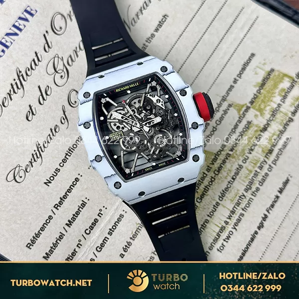 Richard Mille RM35-01 Rafael Nadal White Carbon Rep 1 1 phiên bản cao cấp của nhà máy BBR