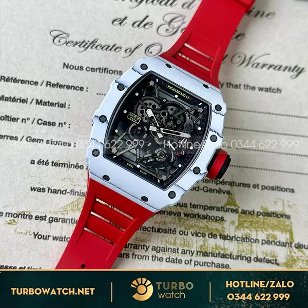 Richard Mille RM35-01 Rafael Nadal White Carbon Rep 1 1 phiên bản cao cấp của nhà máy BBR
