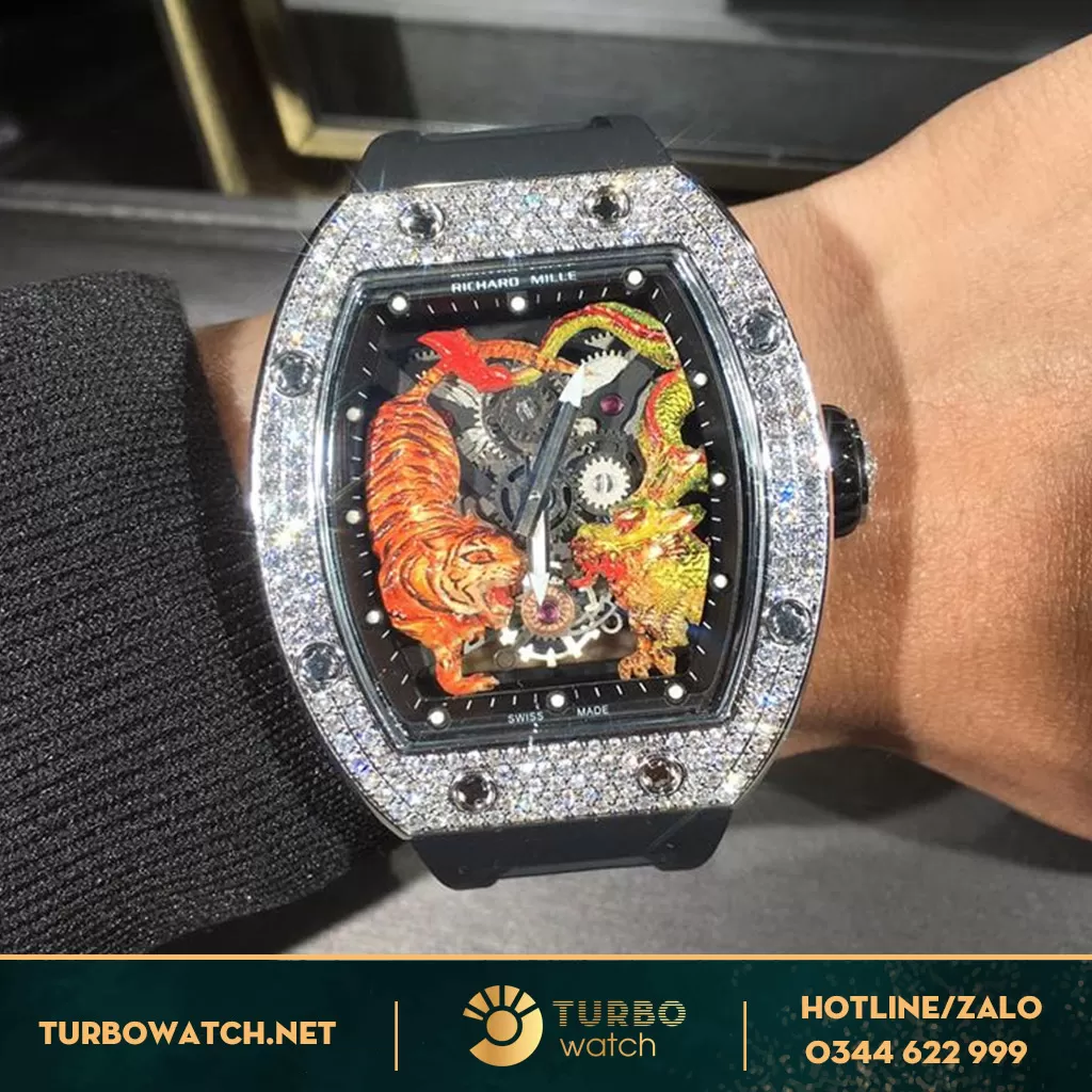 Richchard Mille long hổ Vàng Khối 18k Kim Cương Thiên Nhiên