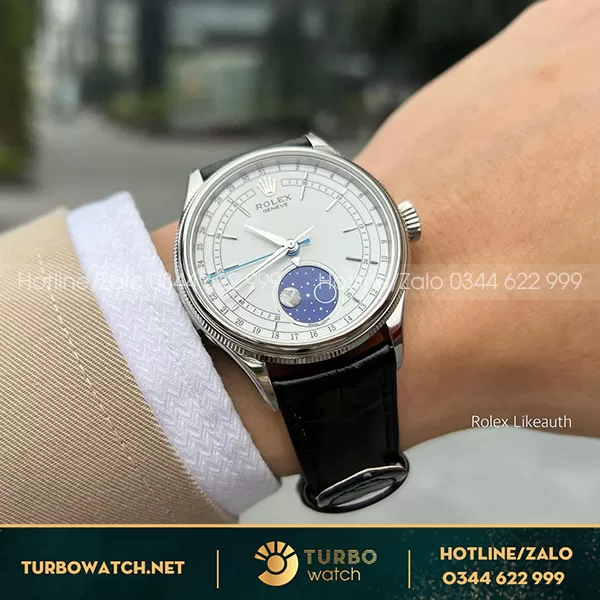 Rolex celini moonphase white gold fake