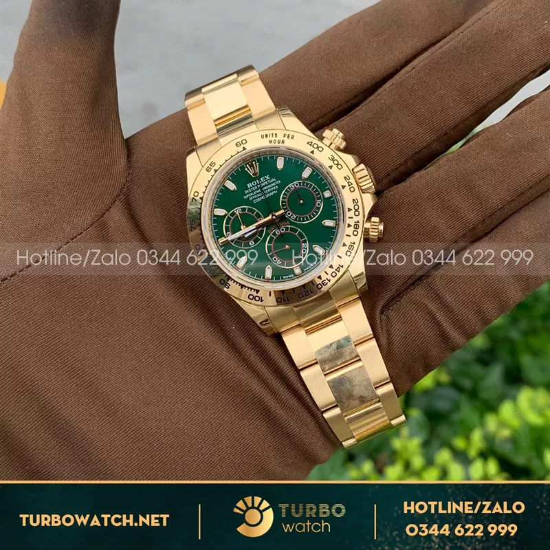 Rolex cosmograph daytona 116508-0013 yellow gold green dial loki
