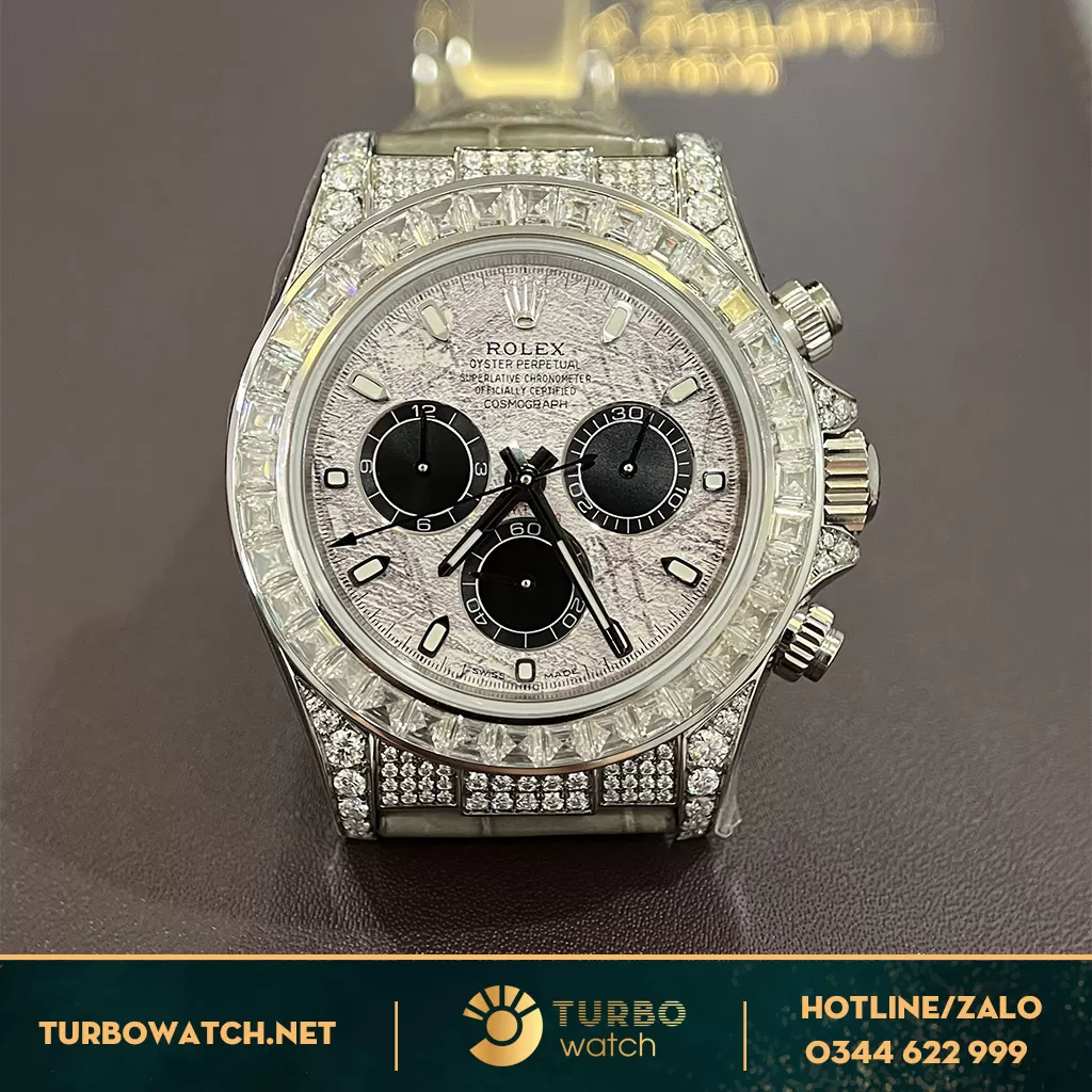 Rolex Cosmograph Daytona 116509 Mặt Số Thiên Thạch full KC Moissanit Replica 