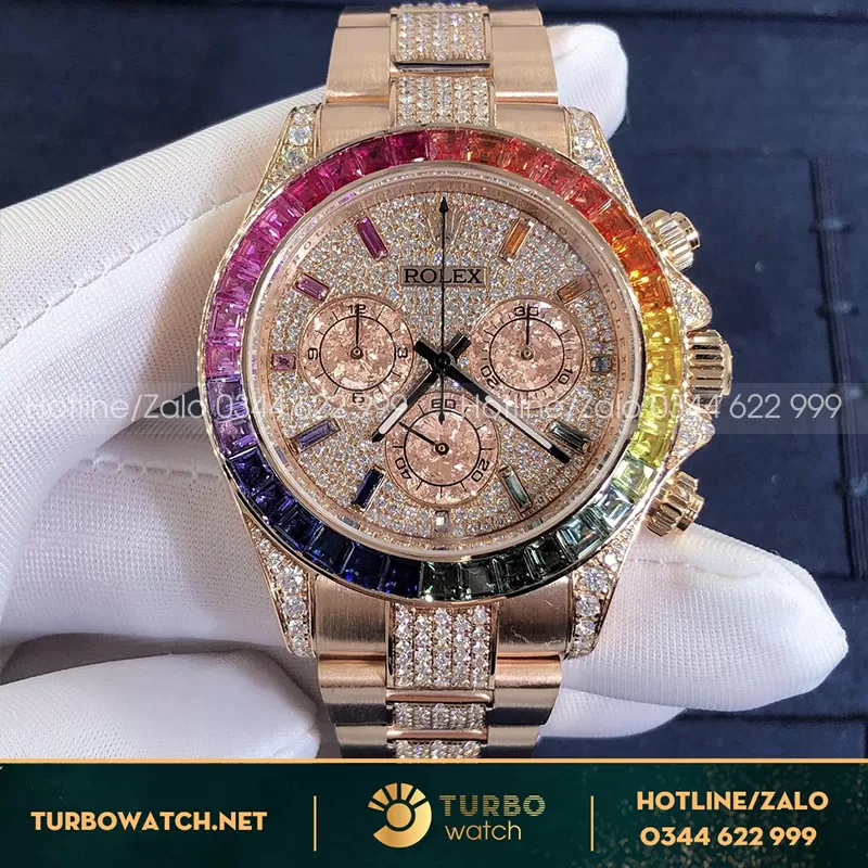 Rolex Cosmograph Daytona 116595Rbow Chế Tác Vàng 18K Full Diamond