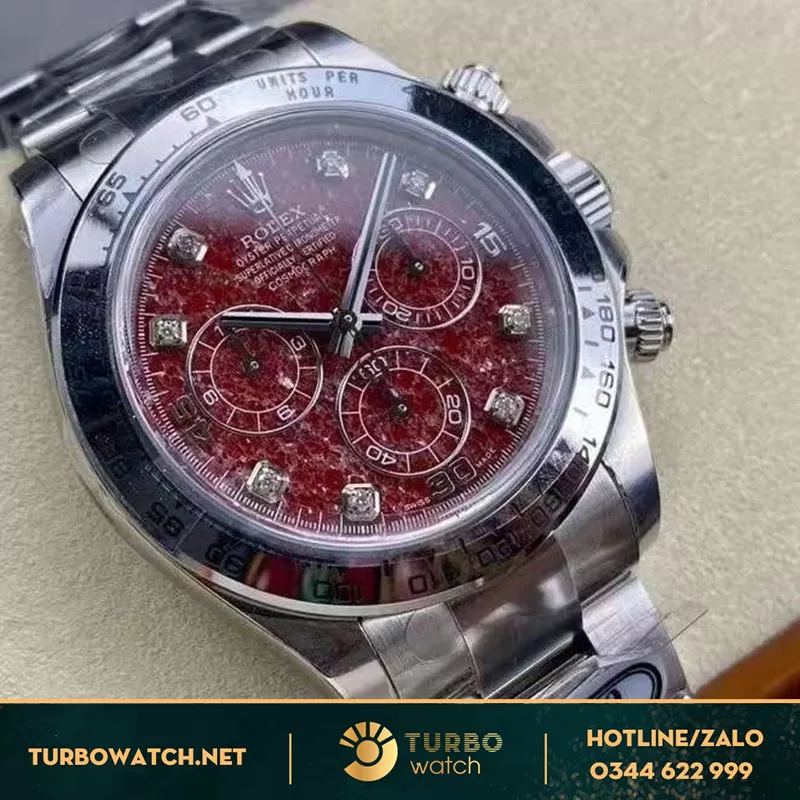 Rolex cosmograph daytona độ mặt Đỏ hạt lựu clean factory dây oyster