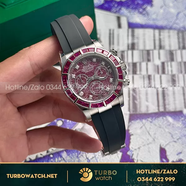 Rolex cosmograph daytona white gold ruby bezel rubellite dial 116589