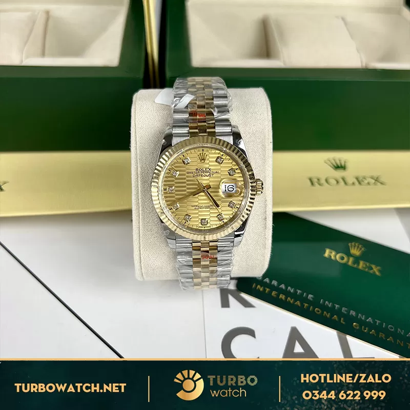 Rolex datejust 126233 36mm mặt số nếp gấp dây demi bọc vàng 18k