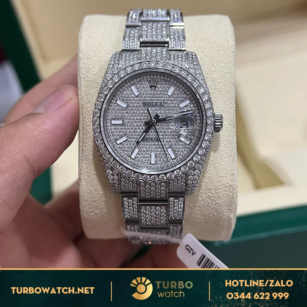 Rolex Datejust 126300-0004 Chế tác Full Kim cương moissanitReplica 