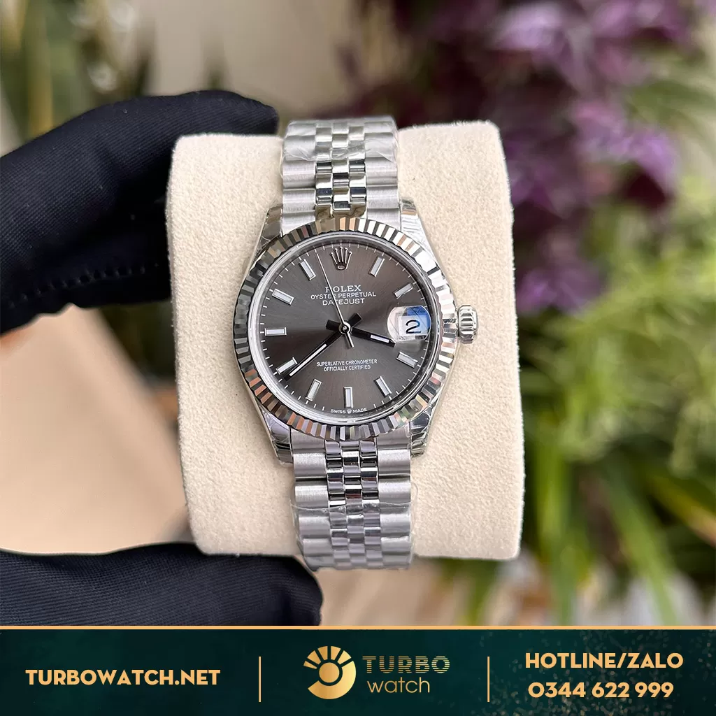 Rolex Datejust 278274 Mặt Số Xám Cọc Số Dạ Quang Nữ Replica 