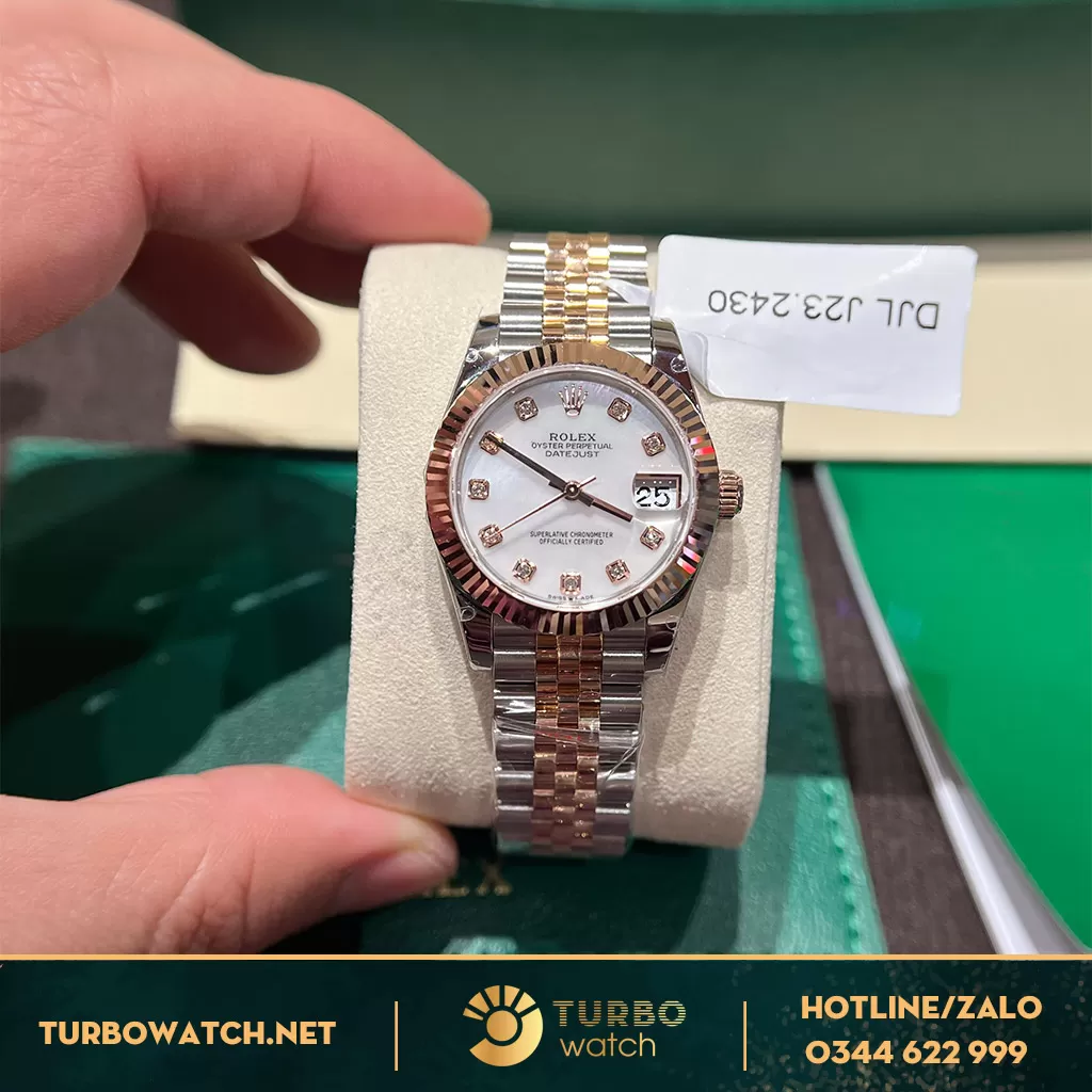 Rolex Datejust 31 278271 Mặt Số Vỏ Trai Trắng Bọc vàng Hồng 18k 