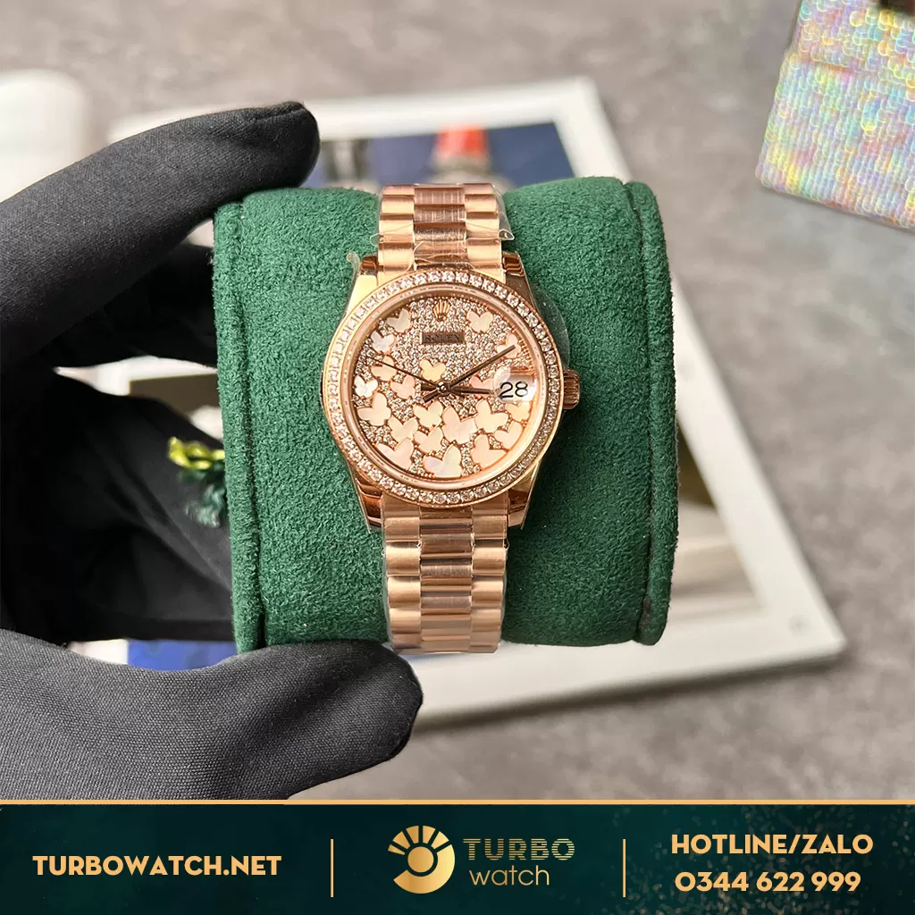 Rolex Datejust 31 278275 Mặt Số Vỏ Trai Họa Tiết Butterfly Replica 