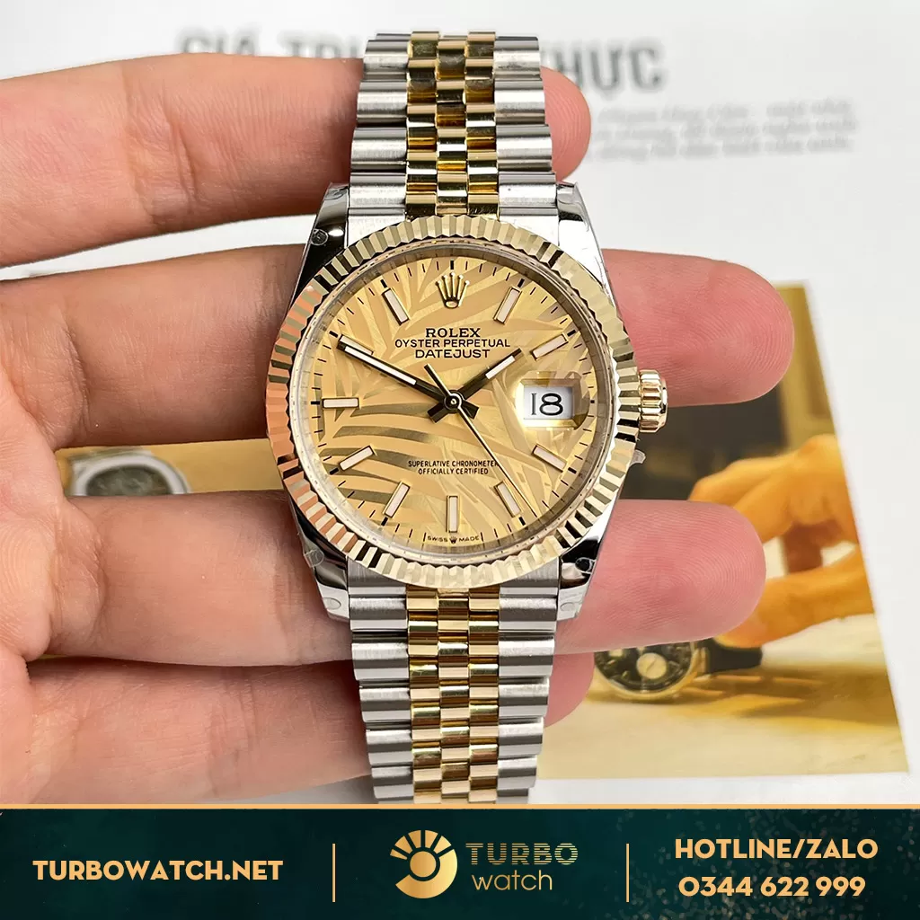Rolex Datejust 36 126233 Mặt Số Cây Lá Nhiệt Đới Vàng Champagne bọc vàng 18k 