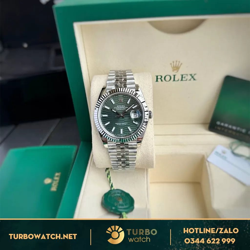 Rolex Datejust 36 126234 Mặt Số Xanh lá Vân Gấp Nếp Siêu cấp 