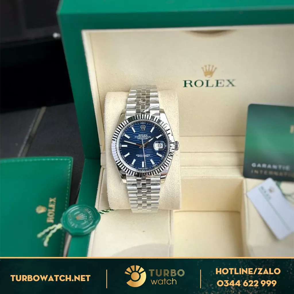 Rolex Datejust 36 126234 Mặt Số Xanh Vân Gấp Nếp Rep 1:1