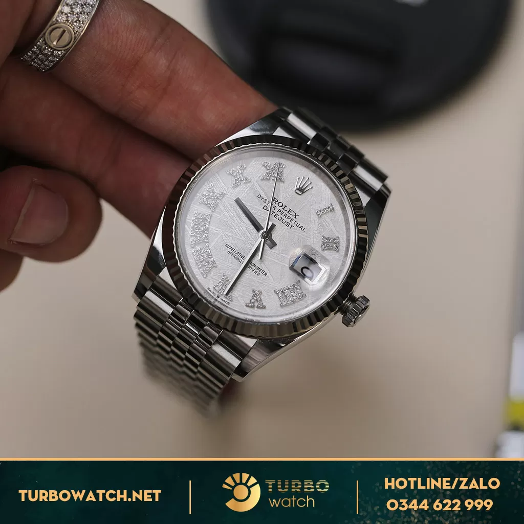 Rolex datejust 36mm chế tác mặt số Thiên Thạch - Cọc Kim Moissanite