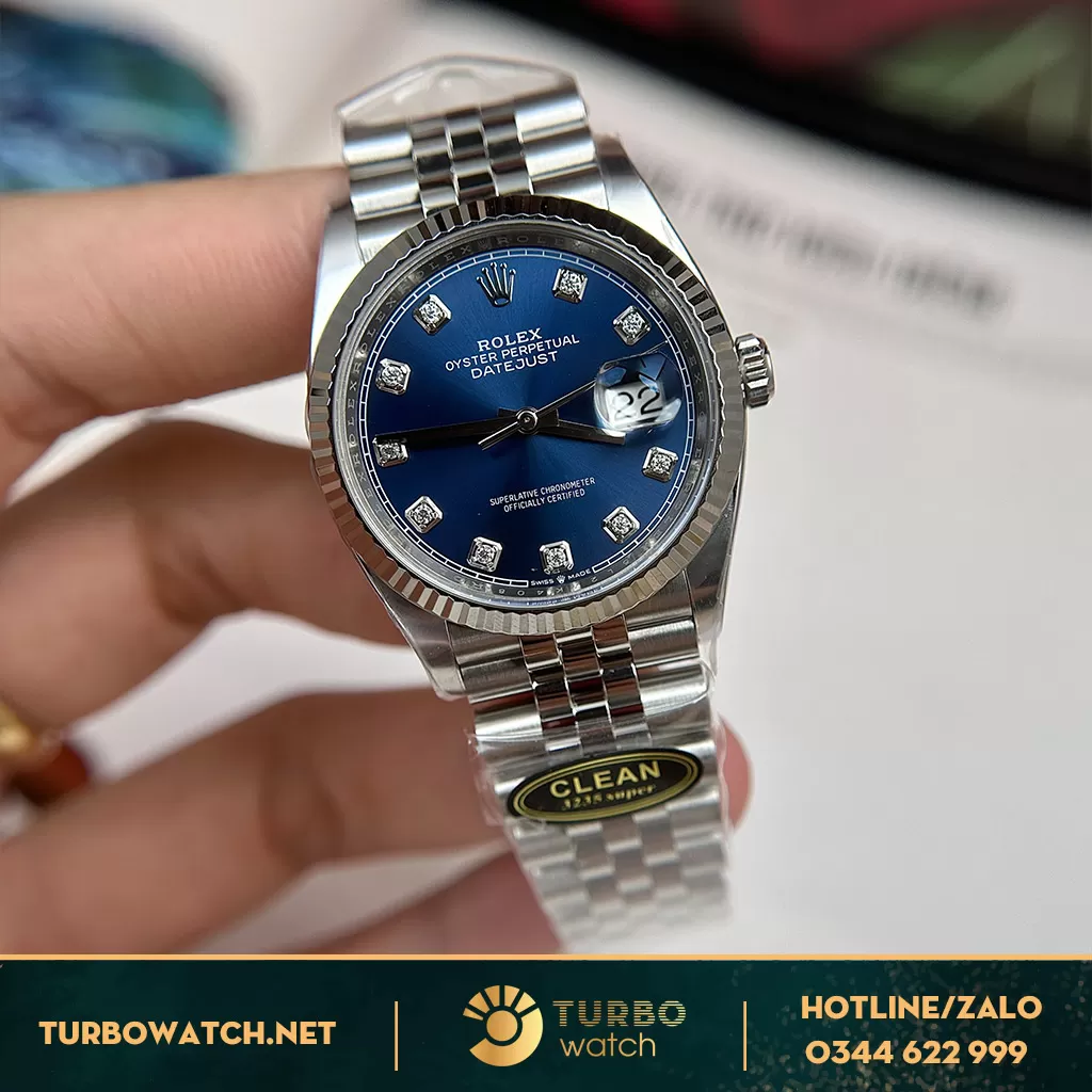 Rolex datejust 36mm mặt xanh clean fatory