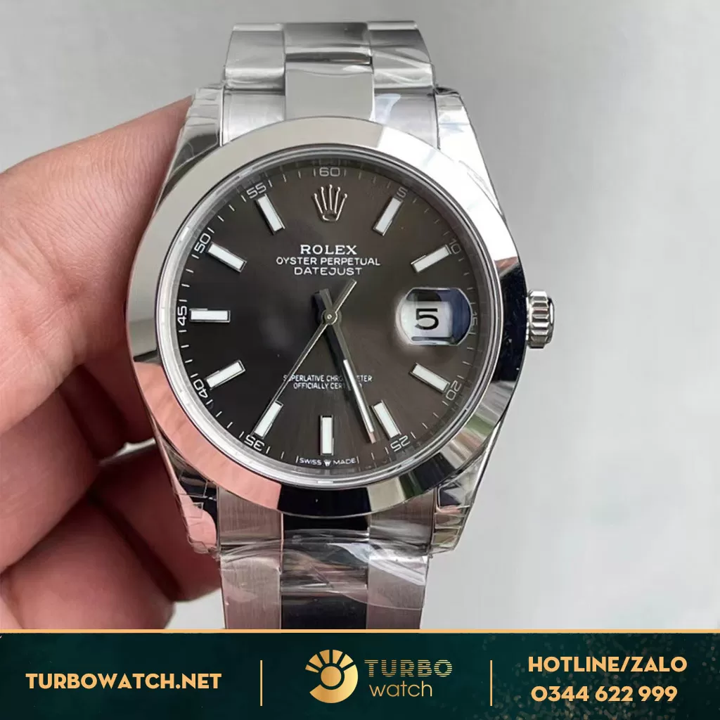 Rolex Datejust 41 126300 Mặt Số Xám Dây Đeo Oyster Siêu cấp