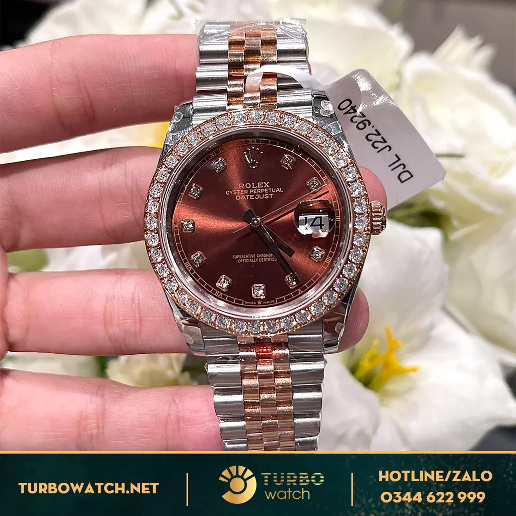 Rolex Datejust 41 126331 Mặt Số Chocolate Chế tác kim cương Moissanite Rep 1:1