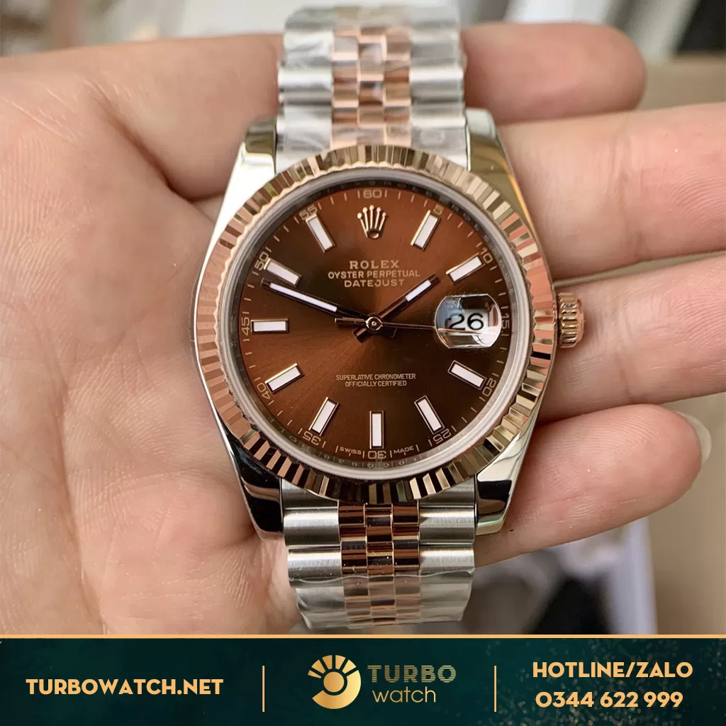 Rolex Datejust 41 126331 Mặt Số Chocolate Cọc Số Dạ Quang Replica 