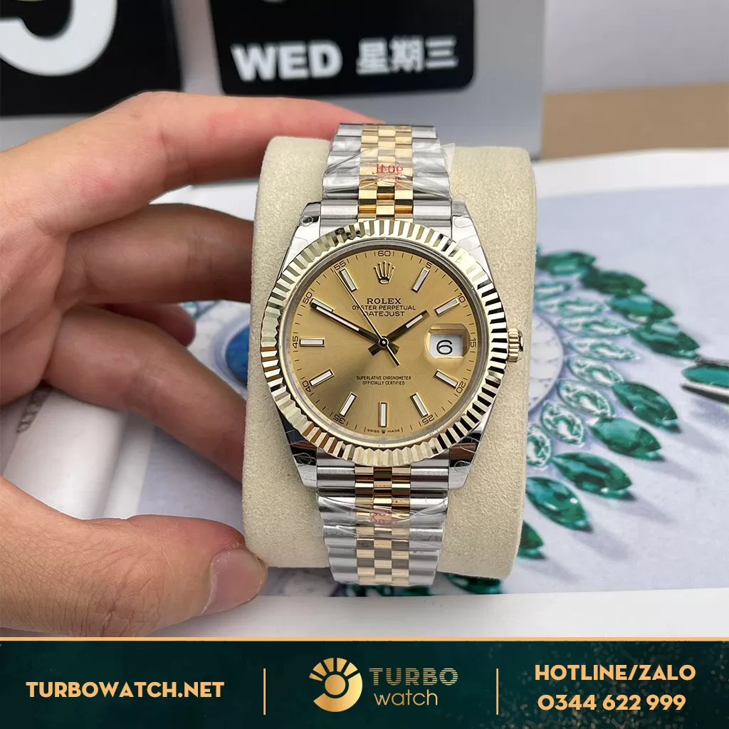 Rolex Datejust 41 126333 Mặt Số Vàng Champagne super Fake 