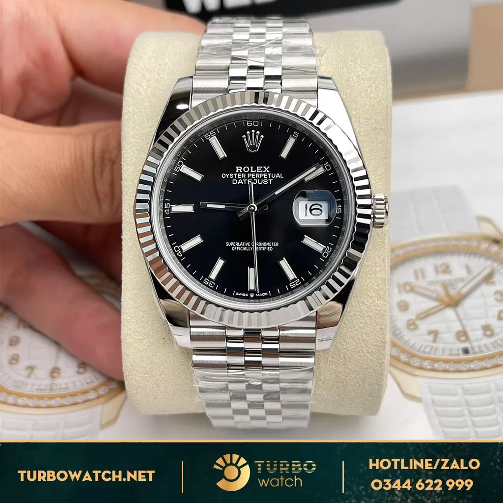 Rolex Datejust 41 126334 Mặt Số Đen Cọc Số Dạ Quang Siêu Cấp 
