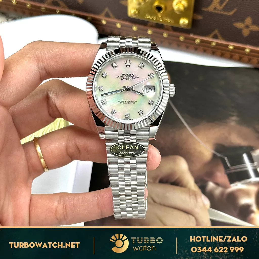 Rolex Datejust 41 126334 Mặt Số Vỏ Trai Trắng Clean Factory 