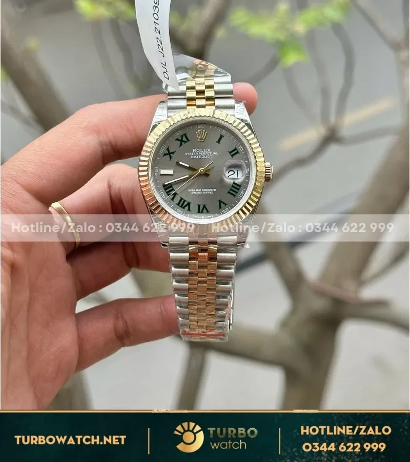 Rolex datejust 41 demi bọc vàng wimbledon dial gm factory