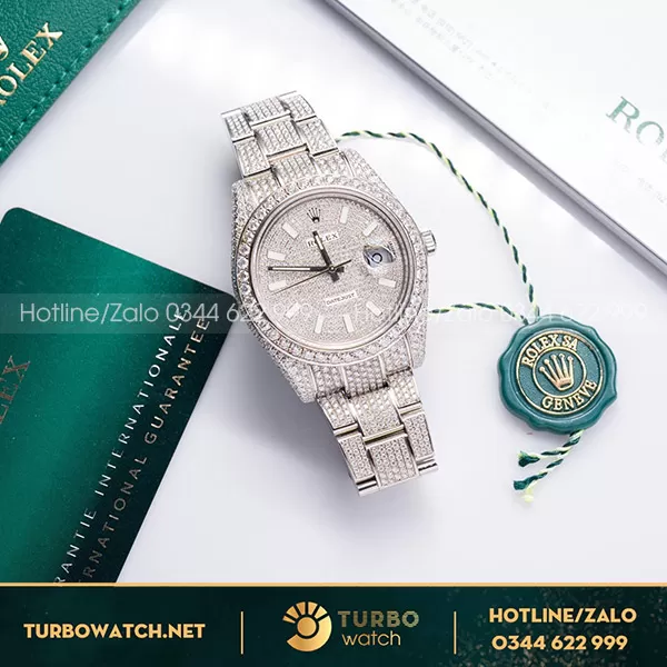 Rolex DateJust 41 độ full moisanite hongkong