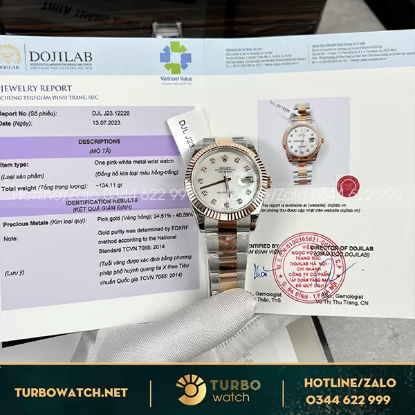 Rolex Datejust Rep 1 1 41Mm Demi Bọc Vàng Dây Oyster Mặt Mop
