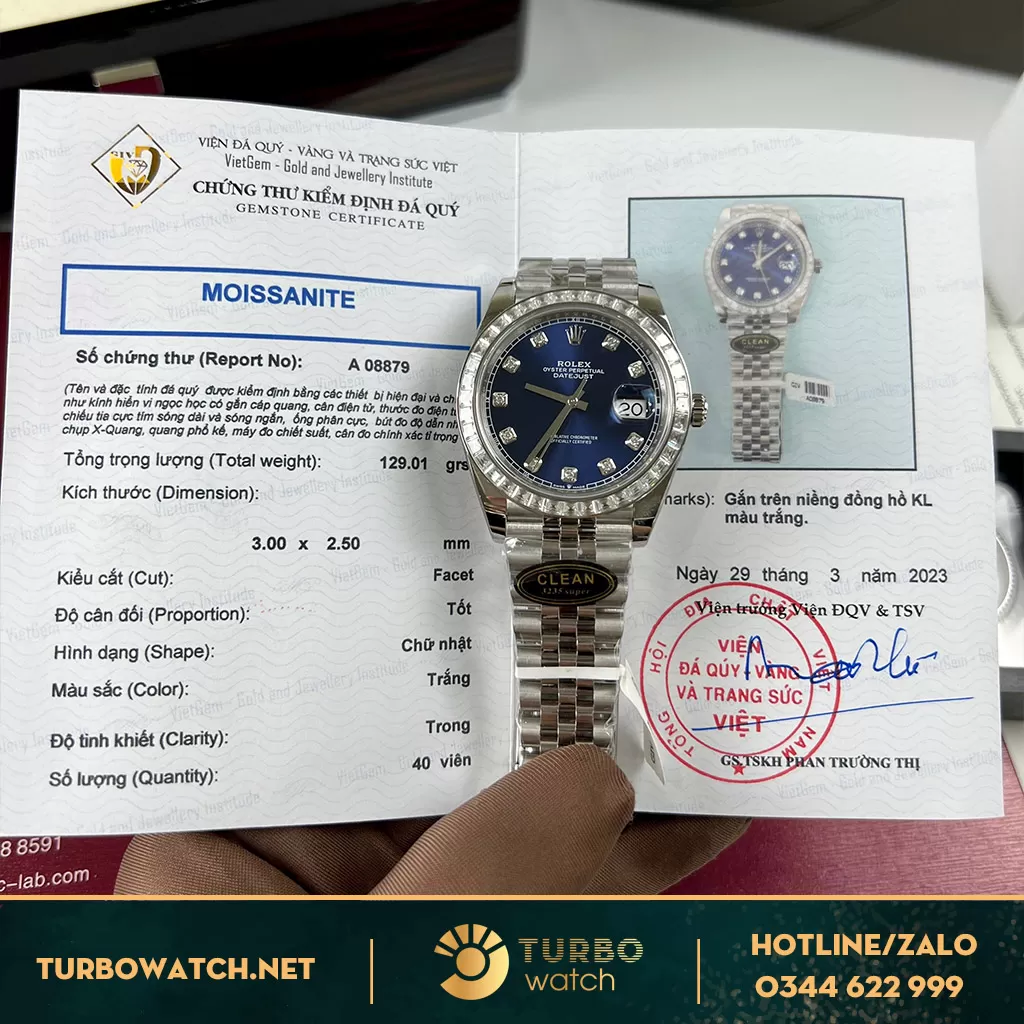 Rolex datejust 41mm độ kim moissanite 2,5 ly