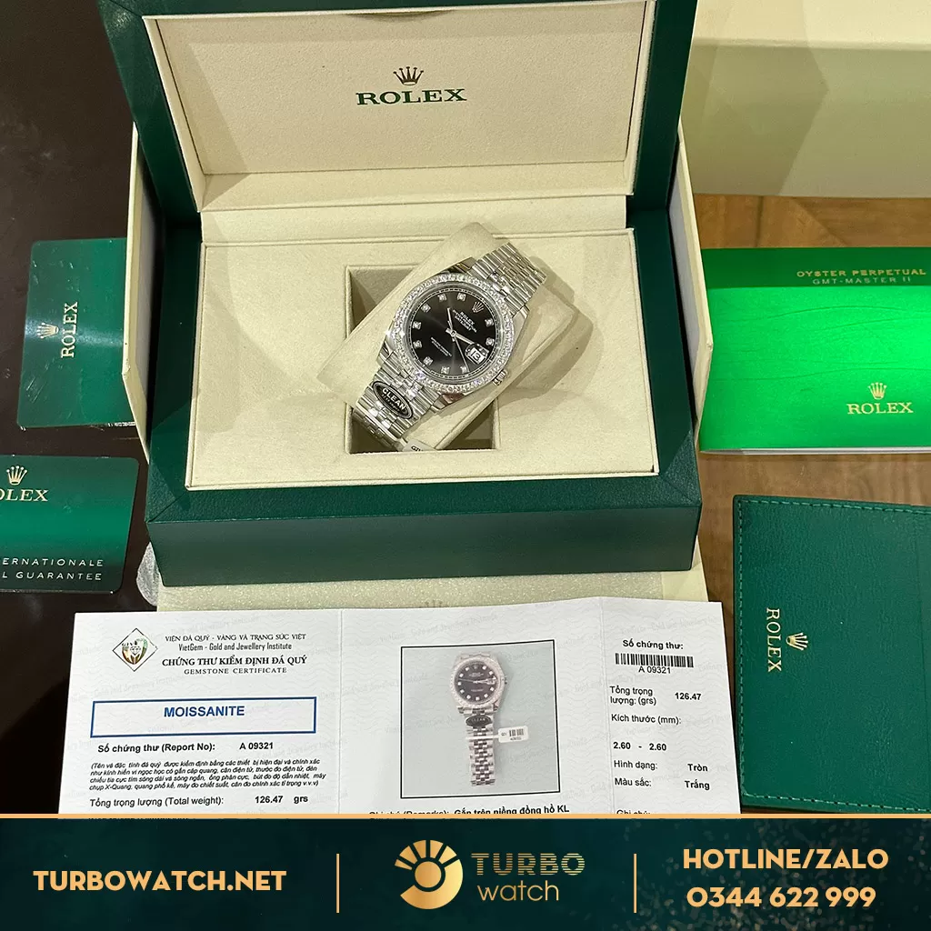 Rolex datejust clean độ kim cương moiss 2.5ly