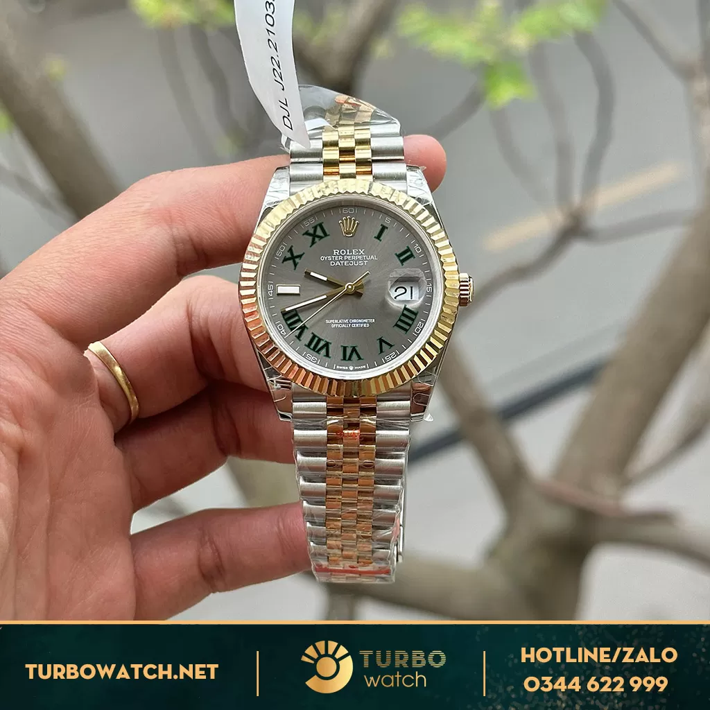 Rolex datejust demi bọc vàng wimbledon dial