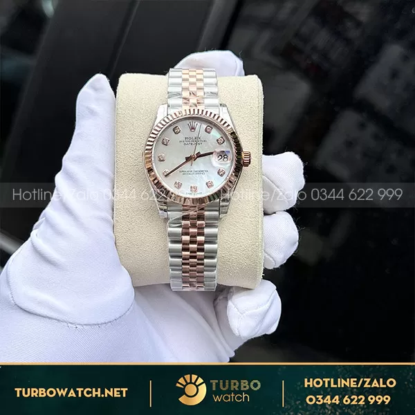 Rolex datejust demi mặt MOP 31mm replica 