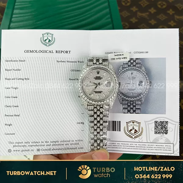 Rolex datejust độ full kim cương moissanite 41mm 