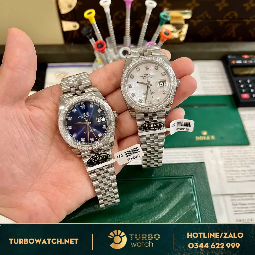 Rolex datejust độ kim cương moissanite 2,5ly