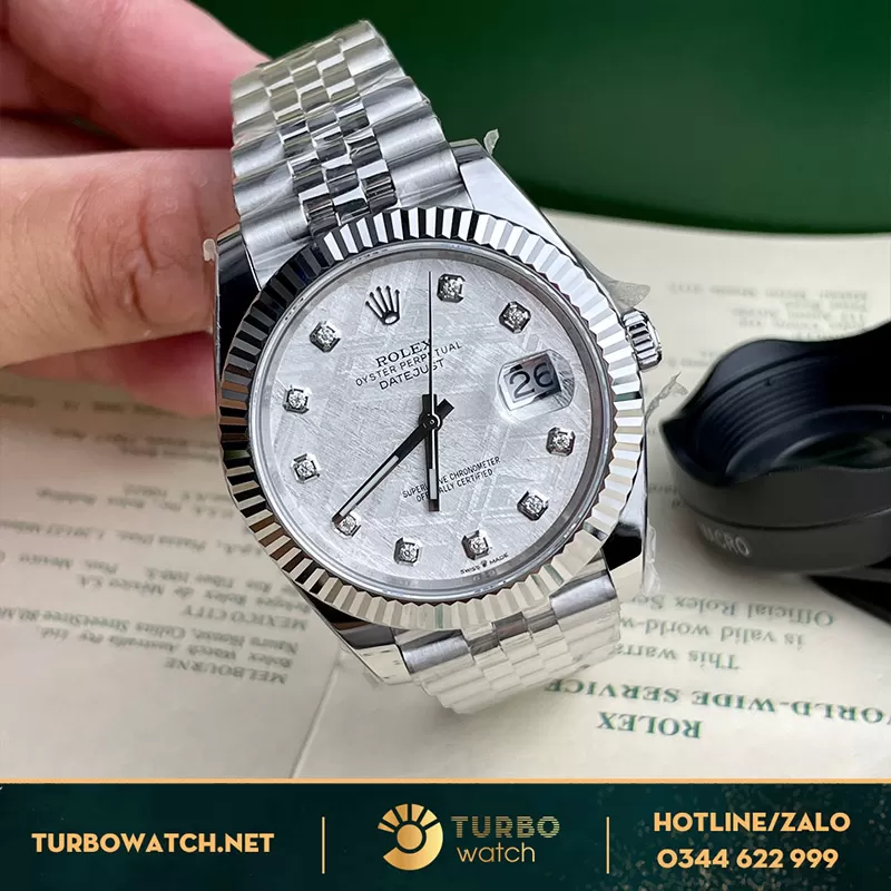 Rolex datejust độ mặt thiên thạch 41mm máy 3235 thép 904
