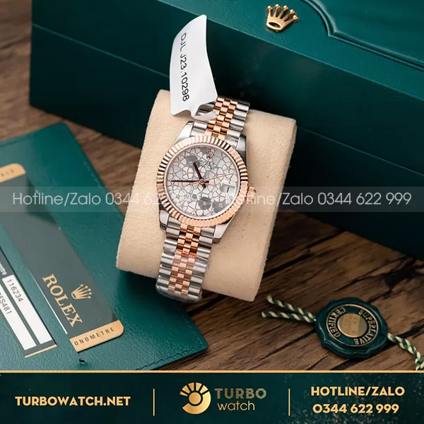 Rolex DateJust Ladies 31 278273 Mặt Họa Tiết Hoa Demi Bọc Vàng 18K GM Factory