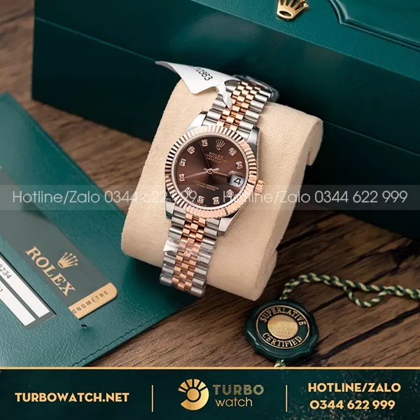 Rolex Datejust Ladies 31MM 278271 Mặt Số Chocolate Dây Demi Bọc Vàng Hồng 18K