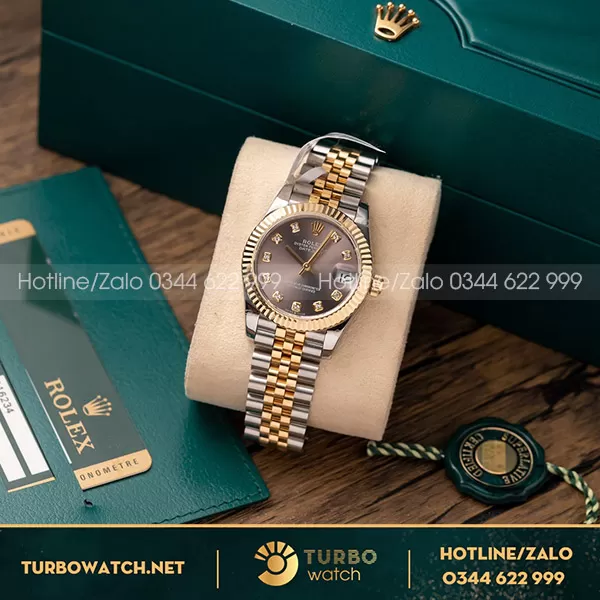 Rolex DateJust Ladies 31MM 278273 Mặt Xám Đen Dây Demi Bọc Vàng 18K