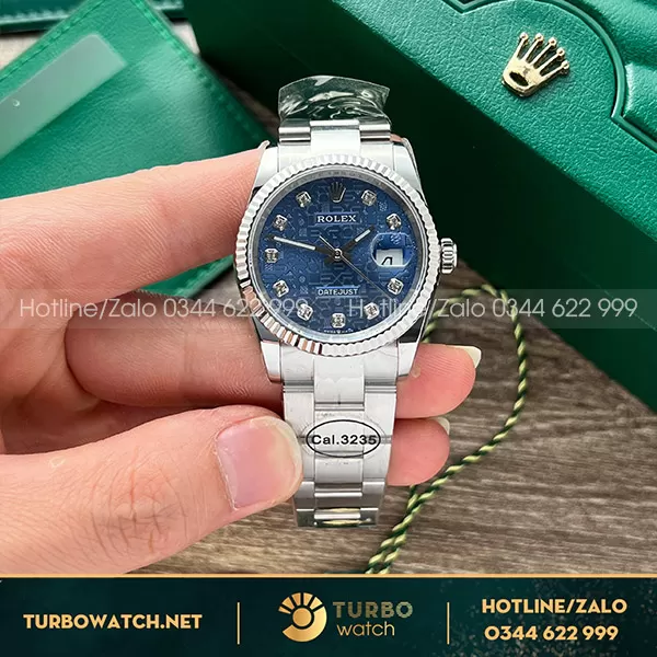 Rolex datejust mặt vi tính blue dial DIW factory