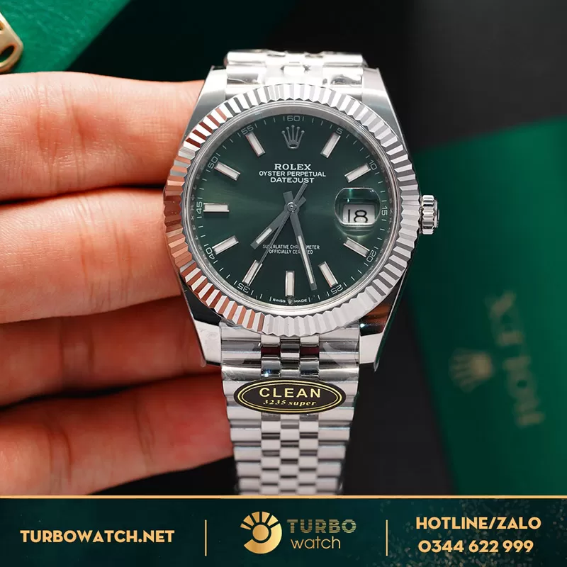 Rolex datejust mặt xanh green 41mm máy 3235