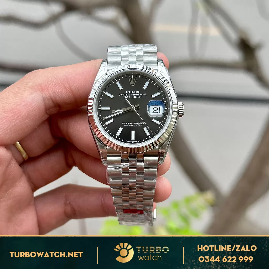 Rolex Datejust Rep 1:1 36 126234 Mặt Số Đen Cọc Số Dạ Quang 
