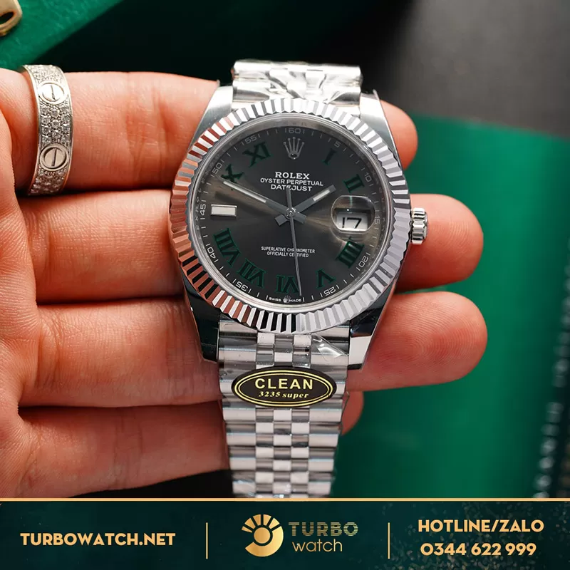 Rolex datejust rep 11 wimbledon 41mm máy 3235