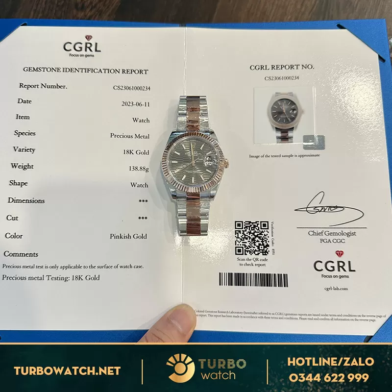 Rolex datejust replica bọc vàng hồng mặt nếp gấp mới 2023
