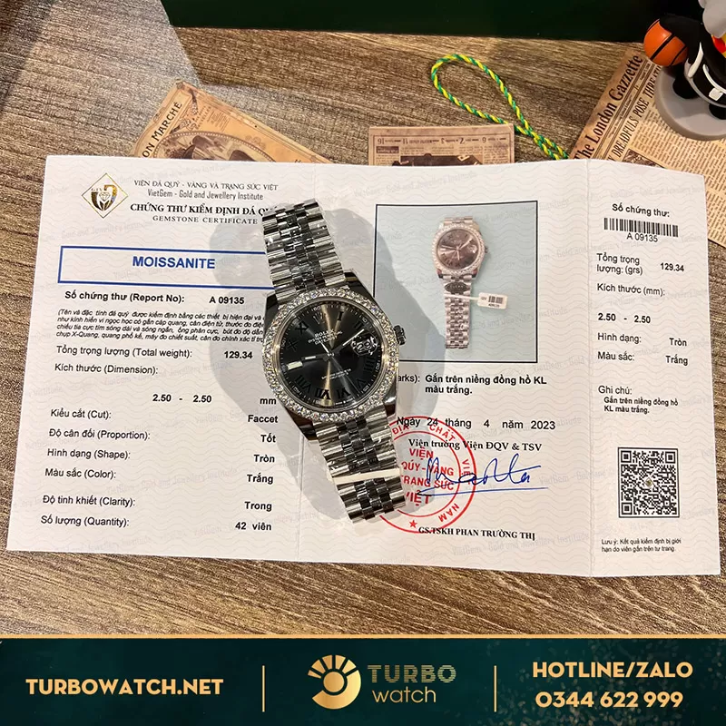 Rolex datejust wimbbledon 41mm độ kim cương moissanite