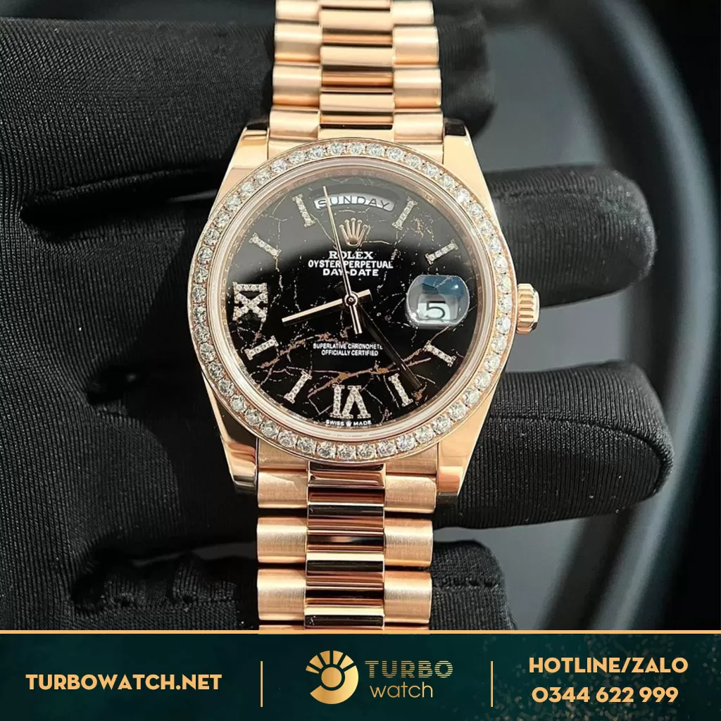 Rolex Day-Date 36 128345RBR Mặt Số Eisenkiesel Cọc Số La Mã Replica