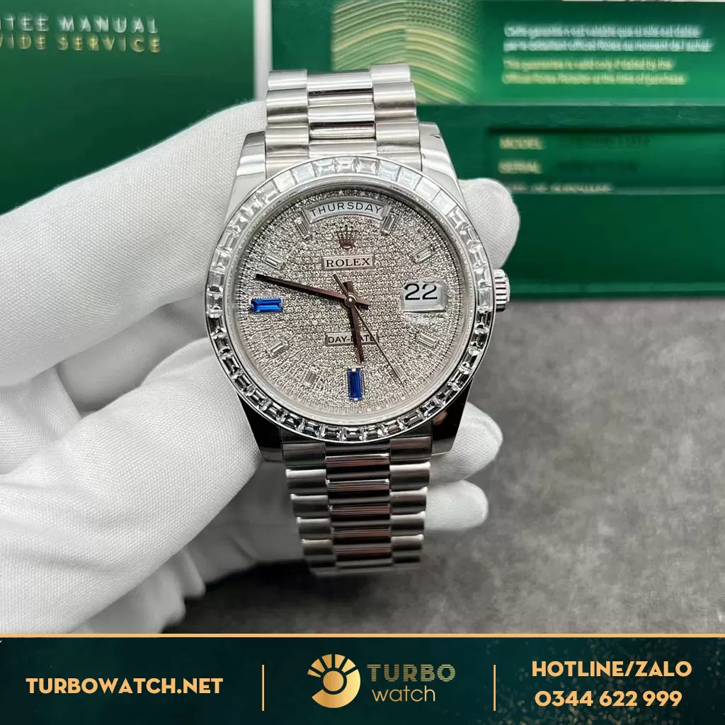 Rolex Day-Date 40 228349RBR Mặt Số Kim Cương Chế Tác Platium